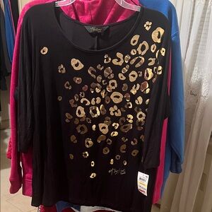 Thalia Sodi Black Top with Gold Accents